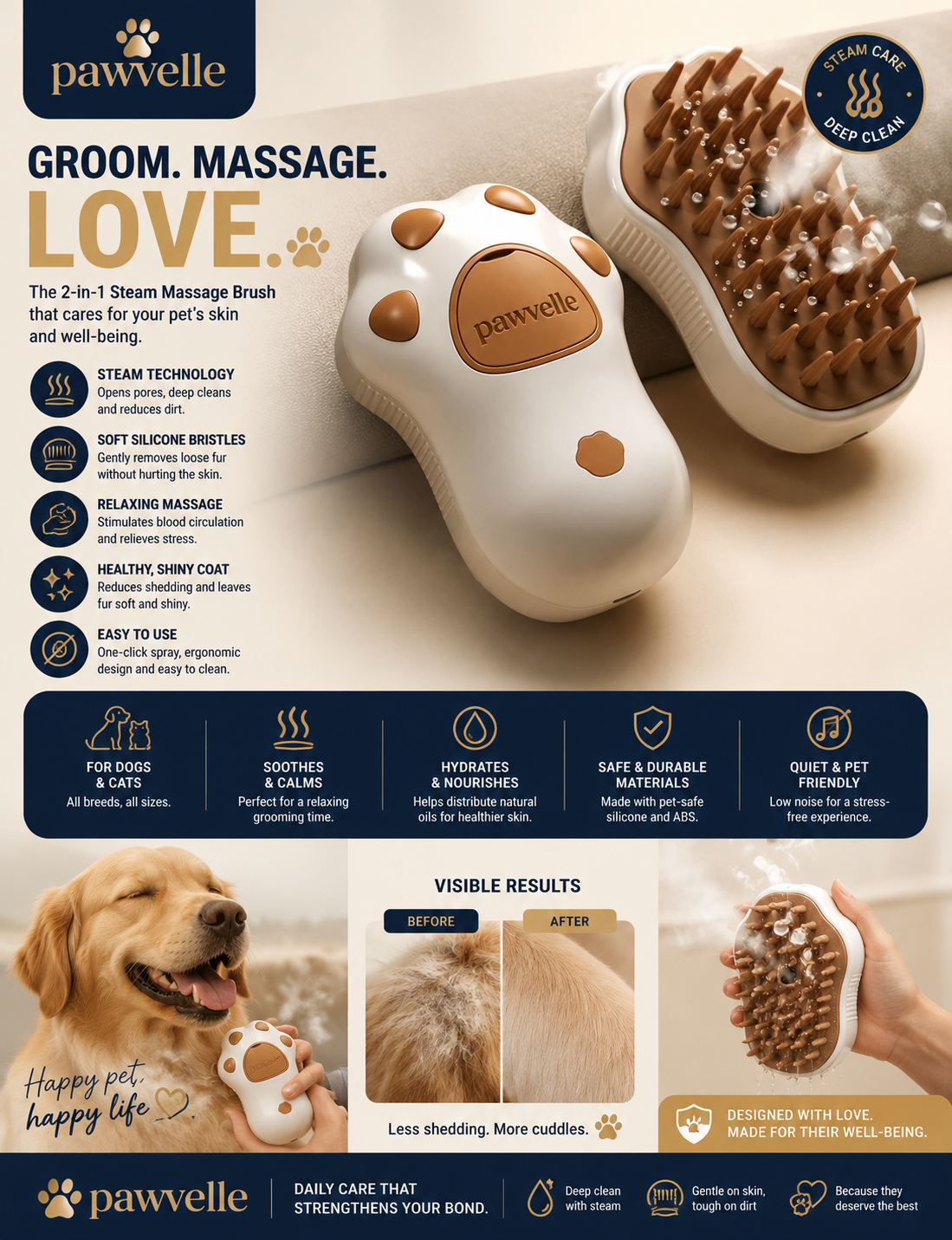 Pawvelle SteamBrush